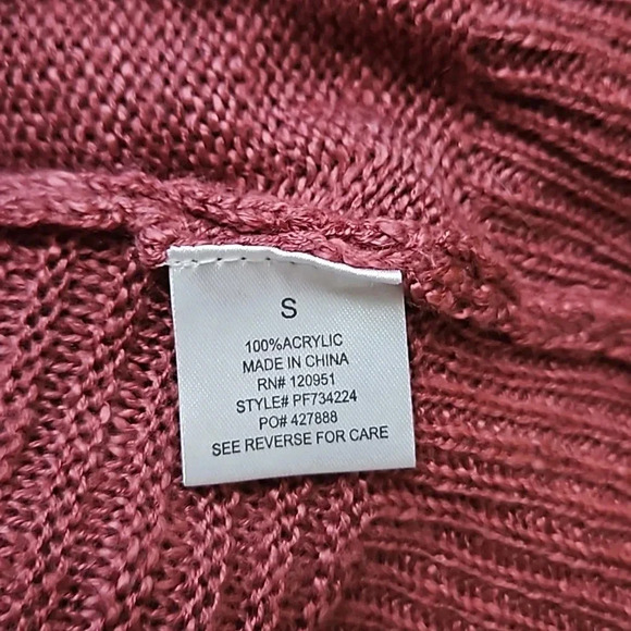 Open front‎ knit cardigan dark mauve size small by pink rose - Picture 5 of 6